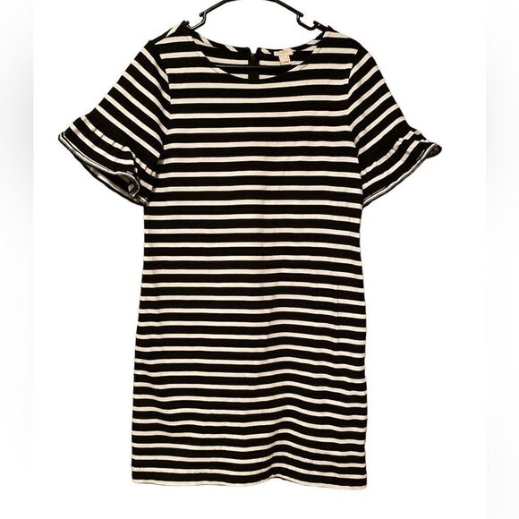 J Crew Striped Dress Size Small Black and White T Shirt Dress - Picture 1 of 7